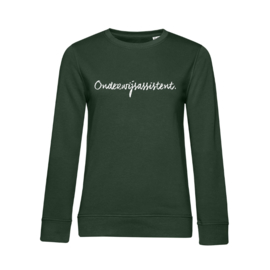 Flessengroen ONDERWIJSASSISTENT. Dames Sweater Krijt