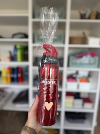 MEESTER. Cadeaupakket waterfles en keycord rood
