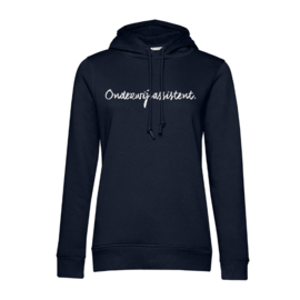 Donkerblauw ONDERWIJSASSISTENT. Dames Hoodie krijt