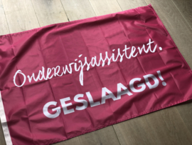 Fuchsia ONDERWIJSASSISTENT. Geslaagd Vlag Krijt