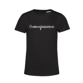 Zwart ONDERWIJSASSISTENT. Dames Shirt Ronde hals Krijt