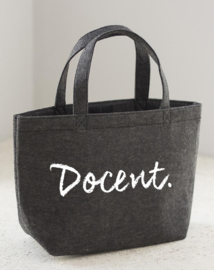 Donkergrijs DOCENT. Vilten shopper krijt (Dubbelzijdig)