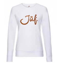 Wit JUF. Ladyfit Sweater Krijt met glanzend Oranje