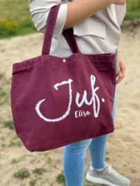 PERSONALISATIE: Bordeaux Canvas shopper (Dubbelzijdig)