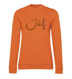 Oranje JUF. Ladyfit Sweater Krijt met glanzend Oranje