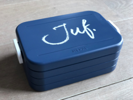 Donkerblauw JUF. Lunchbox Krijt