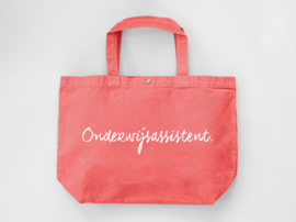 Peach ONDERWIJSASSISTENT. Canvas shopper Krijt (Dubbelzijdig)