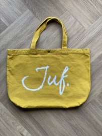 Okergeel JUF. Canvas shopper Krijt (Dubbelzijdig)