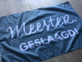 Blauw MEESTER. Geslaagd Vlag Krijt