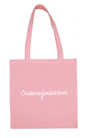 Roze ONDERWIJSASSISTENT. katoenen tas Krijt