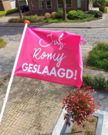 PERSONALISATIE: Geslaagd Vlag 'Eigen tekst' Krijt