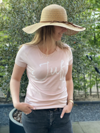 Pastel roze JUF. Shirt Ronde hals Krijt