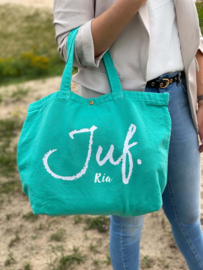 PERSONALISATIE: Mint Canvas shopper (Dubbelzijdig)