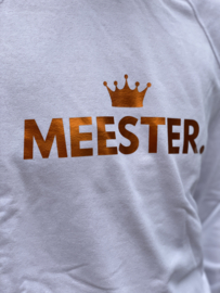 Wit MEESTER. Lightweight Sweater Klas met glanzend Oranje