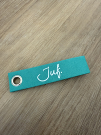 Turquoise JUF. Vilten Sleutelhanger Krijt