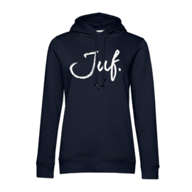 Donkerblauw JUF. Hoodie krijt