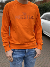 Oranje MEESTER. Lightweight Sweater Klas met glitter Oranje