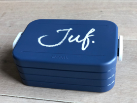 Donkerblauw JUF. Lunchbox Krijt