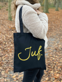 Zwart JUF. katoenen tas Krijt met Glitter Goud