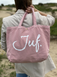 Oudroze JUF. Canvas shopper Krijt (Dubbelzijdig)