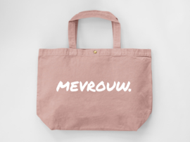 Oudroze MEVROUW. Canvas shopper (Dubbelzijdig)