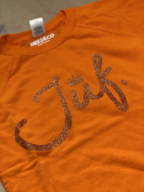 Oranje JUF. Ladyfit Sweater Krijt met glitter Oranje