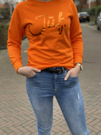 Oranje JUF. Ladyfit Sweater Krijt met glanzend Oranje