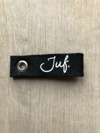 Zwart JUF. Vilten Sleutelhanger Krijt