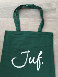 Flessengroen JUF. katoenen tas Krijt