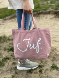 Oudroze JUF. Canvas shopper Krijt (Dubbelzijdig)