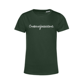 Flessengroen ONDERWIJSASSISTENT. Dames Shirt Ronde hals Krijt