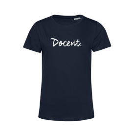 Donkerblauw DOCENT. Dames Shirt Ronde hals Krijt