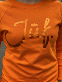 Oranje JUF. Ladyfit Sweater Krijt met glanzend Oranje