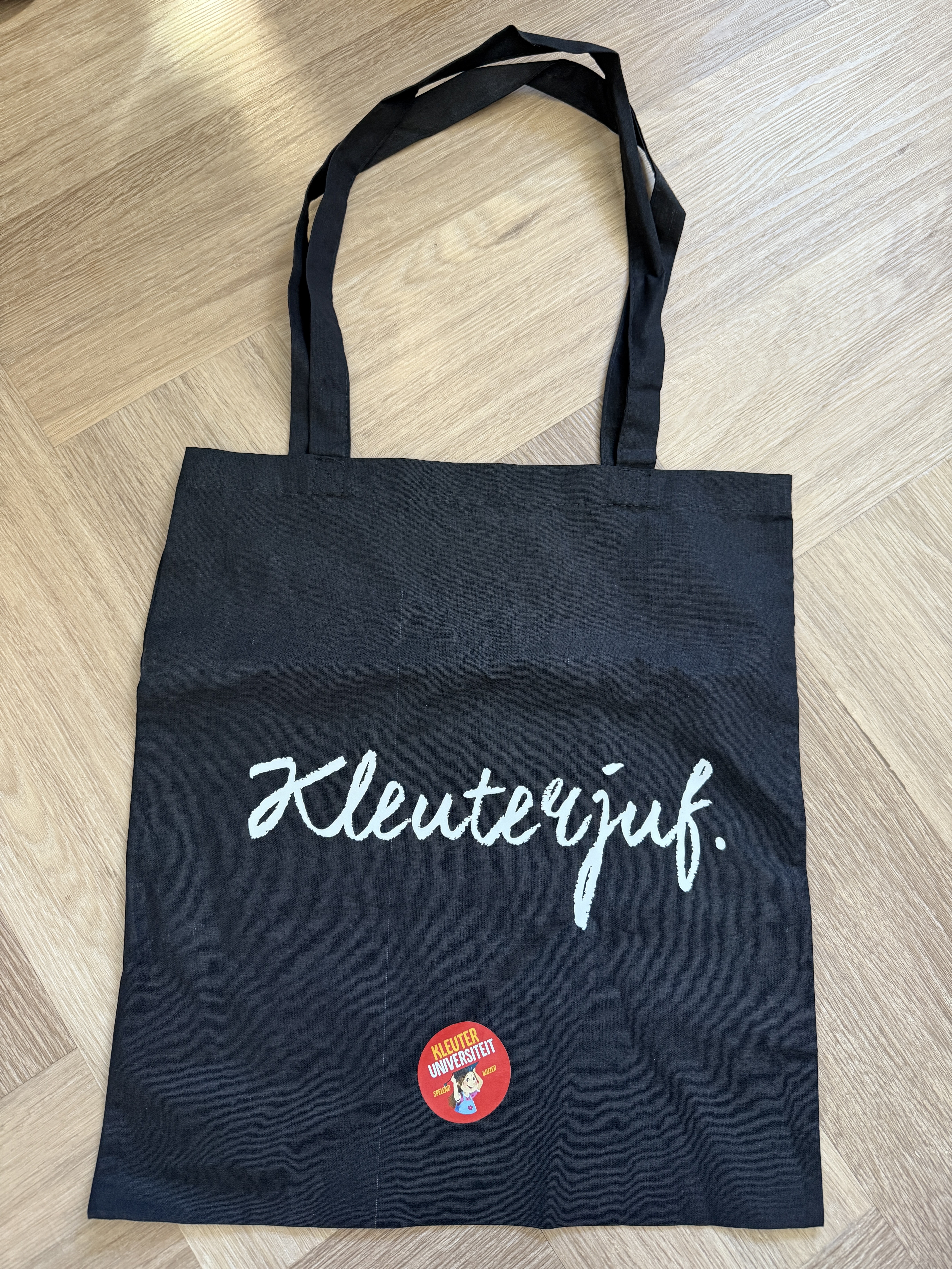 Tweedekansje: Zwart KLEUTERJUF. katoenen tas (Enkelzijdig)