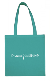 Turquoise ONDERWIJSASSISTENT. katoenen tas Krijt