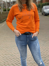 Oranje JUF. Ladyfit Sweater Krijt met glitter Oranje