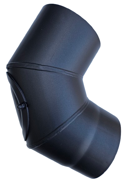 2 MM Ø 150 mm kachelpijp bocht 90 º  met luik - zwart