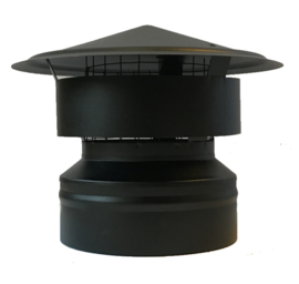 ISOTUBE Plus DW150/200mm Valwindtrekkap met gaas - zwart