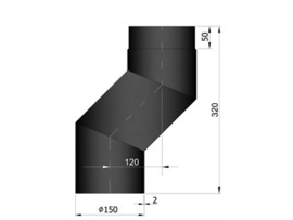 Ø 150 mm kachelpijp S-bocht versleping 120 mm - Zwart