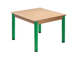 Tafel beuken/metaal 80 x 60 cm.  40-76 cm.