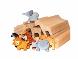 Zaaghout wilde dieren 5x30cm 6 stuks