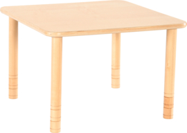 Vierkante Flexi tafel 80x80cm beuken in hoogte verstelbaar