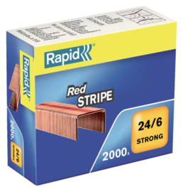 Nieten Rapid 24/6 Redstripe kopercoating 2000 stuks