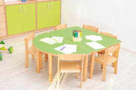 Halfronde Flexi tafel 120x60cm groen in hoogte verstelbaar
