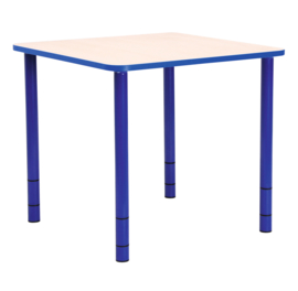 Vierkante Quint-tafel 65 x 65 cm 40-58cm hoogte verstelbaar blauiw