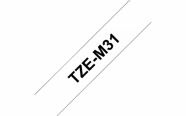 Labeltape Brother P-touch TZE-M31 12mm zwart op mat transparant