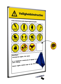 Veiligheidsbord Corona met wisselbare iconen Nederlandstalig 30x45cm