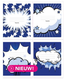 100x Schriften - Cartoon blauw  commerciaal 4 x 7,5 mm |