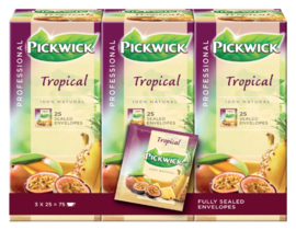 3x25 stuks Thee Pickwick tropische vruchten 25 zakjes van 1.5gr