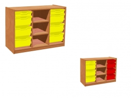 Kast met bakken links en rechts